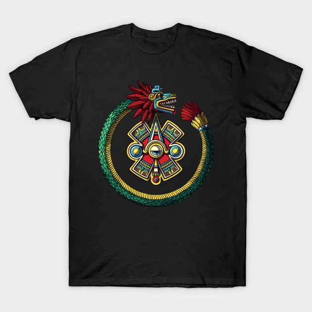 Aztec Serpent Ouroboros T-Shirt by underheaven